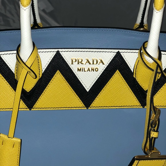 New PRADA ZIGZAG Top Handle Saffiano Leather Purse - Picture 6 of 8